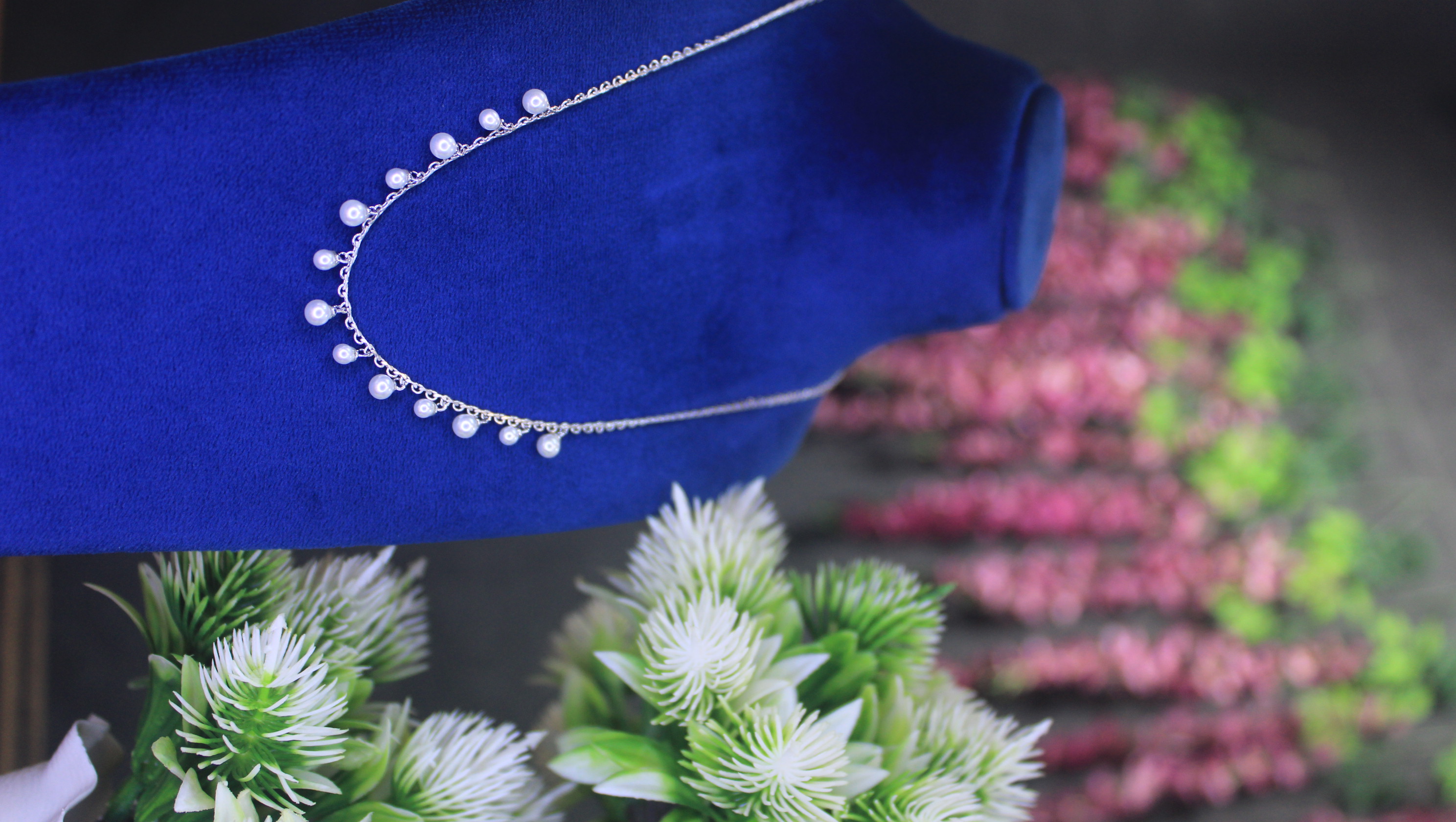 Dainty Pearl Drop Necklace – Minimalist Silver Chain with Freshwater-Style Pearls, Elegant Bridal & Everyday Jewelry