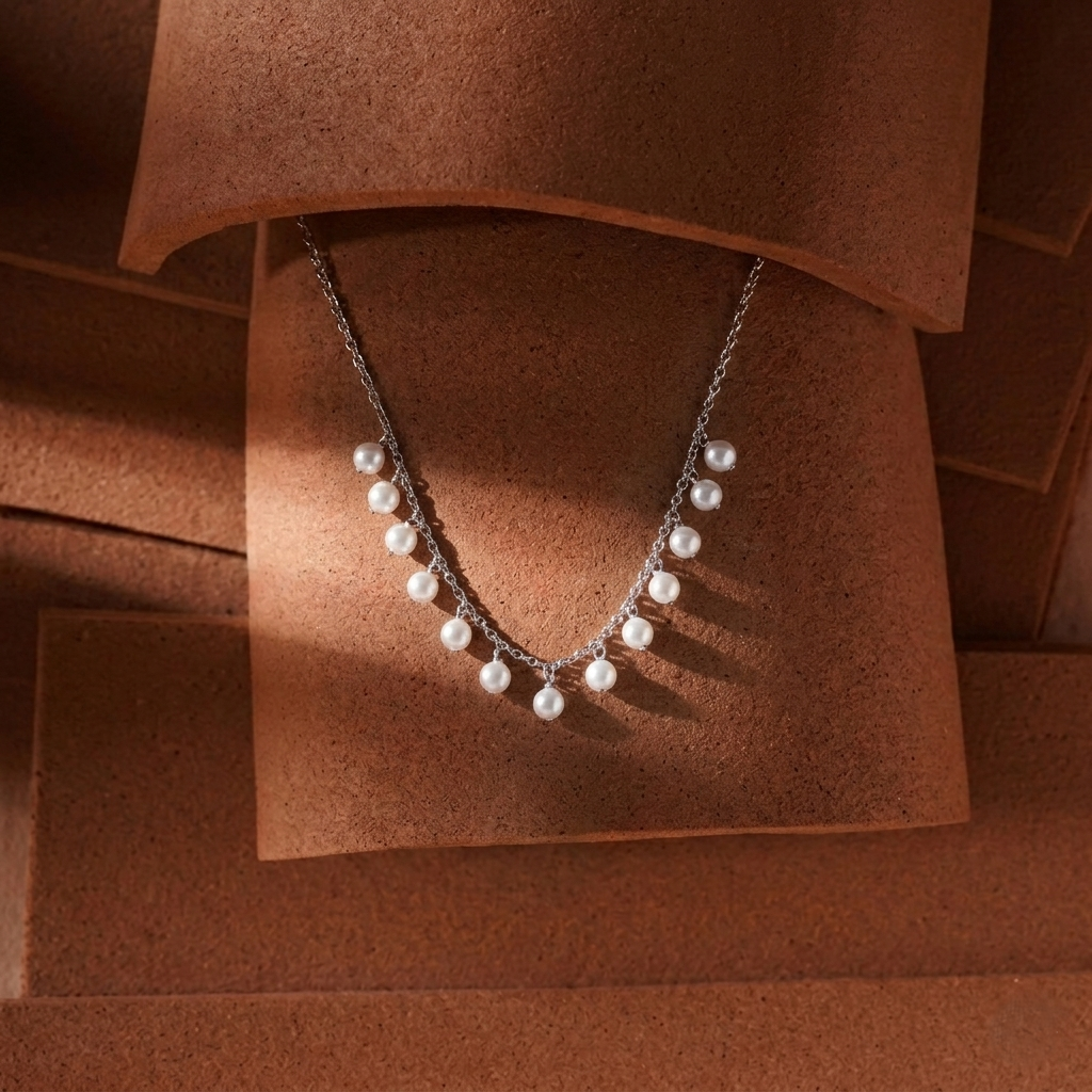 Elegant Pearl Drop Necklace for Women – Minimalist Silver Jewelry