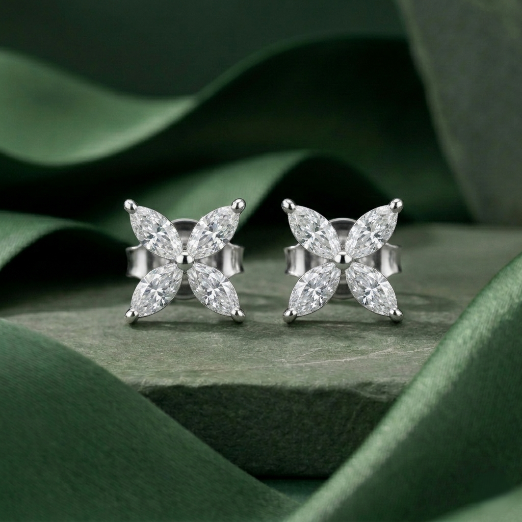 Floral Sterling Silver Stud Earrings