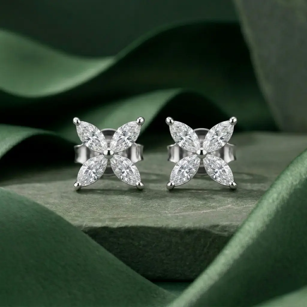 Floral Sterling Silver Stud Earrings