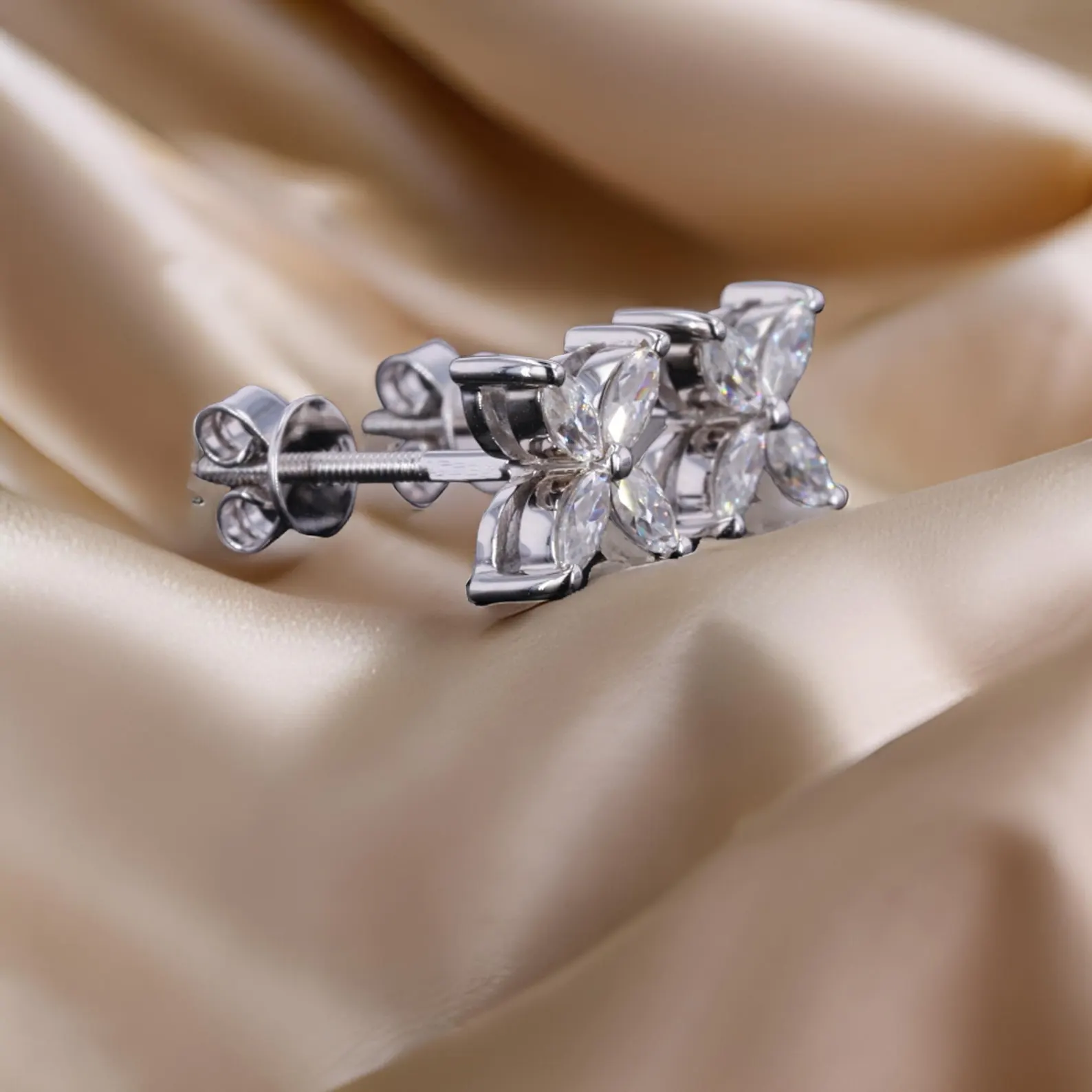 Floral Sterling Silver Stud Earrings 2