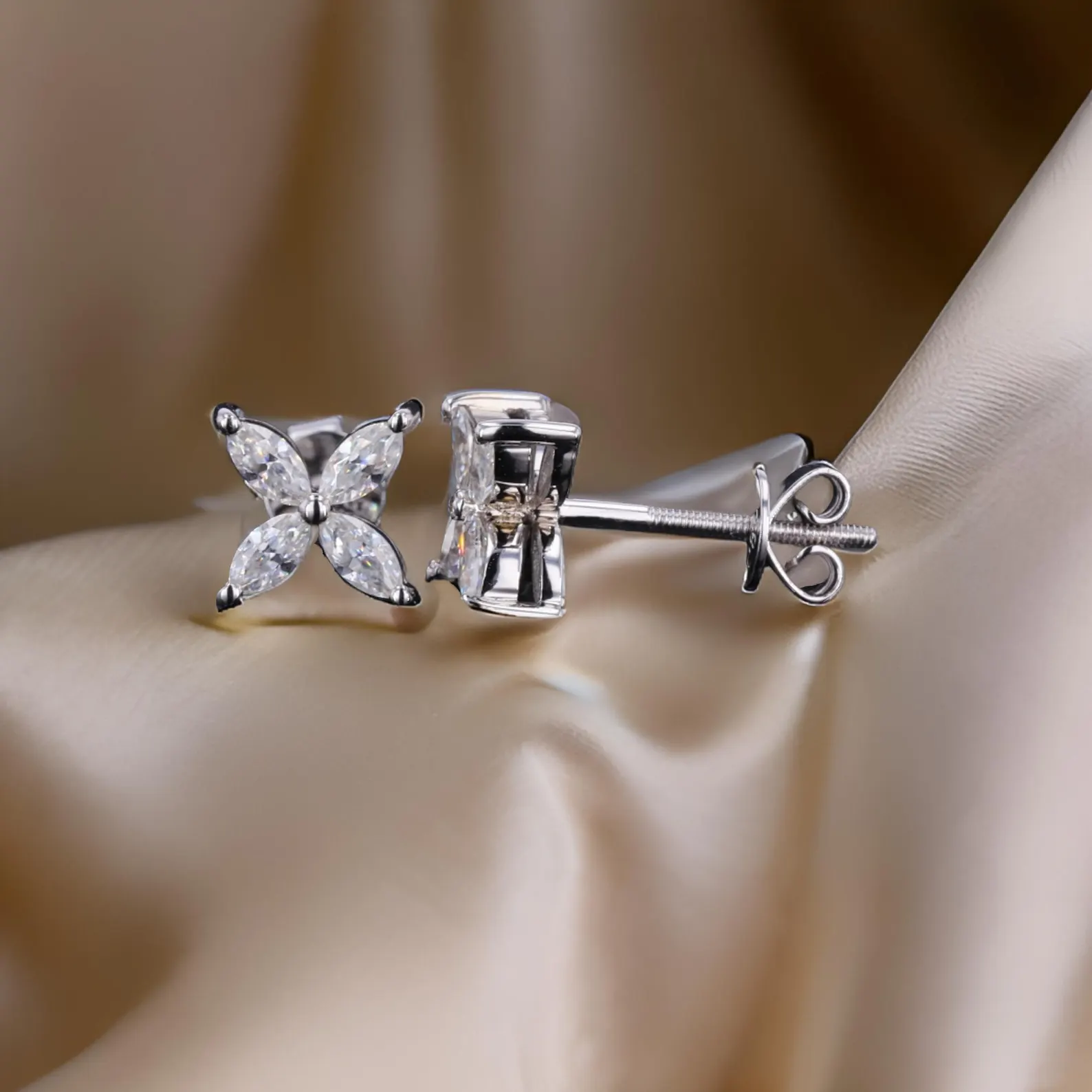 Floral Sterling Silver Stud Earrings 3