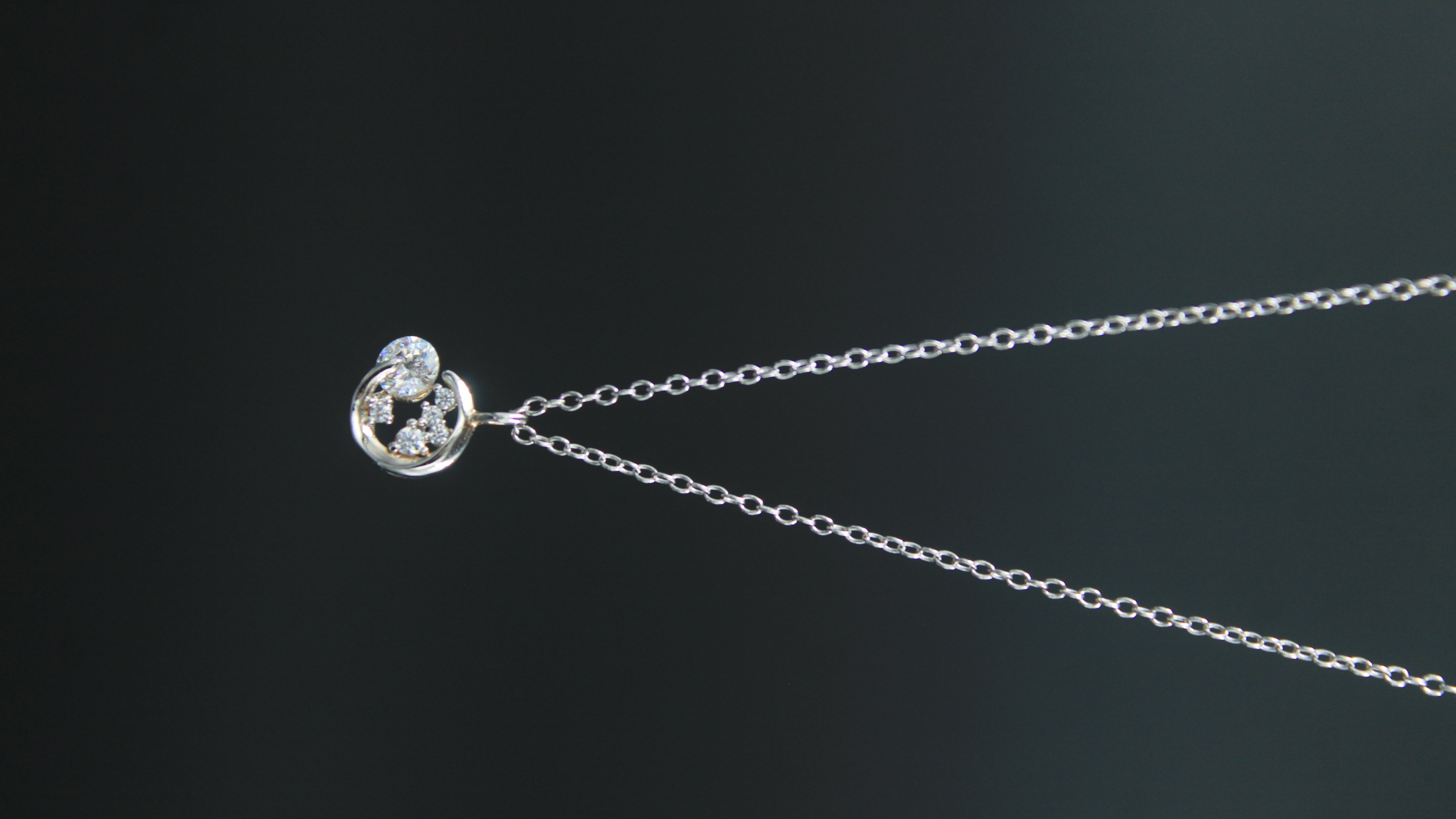 Elegant Silver Pendant Necklace with Sparkling Crystal Trio 4