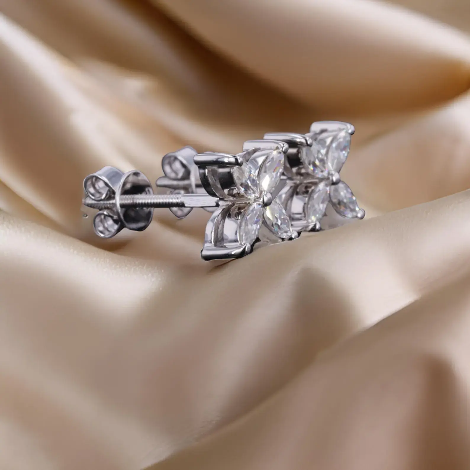 Floral Sterling Silver Stud Earrings 3